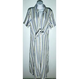 Carlson Womens Long Striped Gauze Button Down Dress Size XXL Beachy Preppy Boho